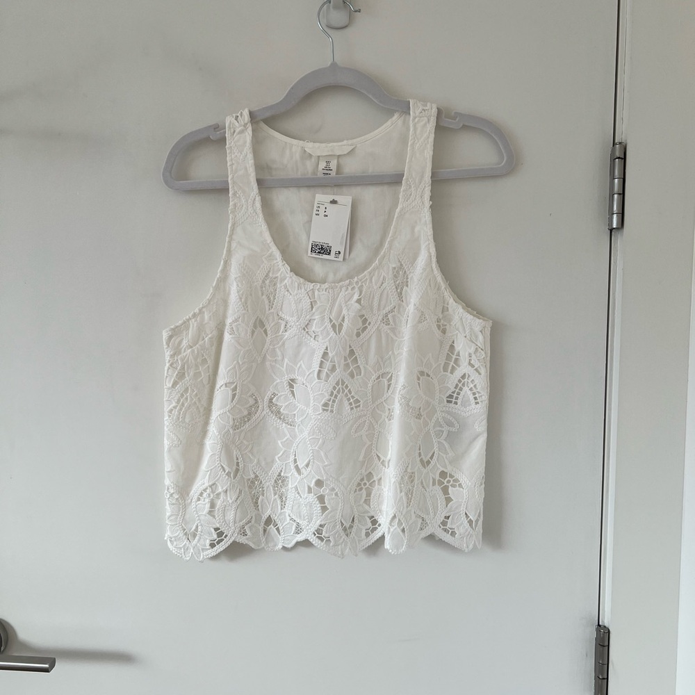 H&M White Lace Tank Top NWT